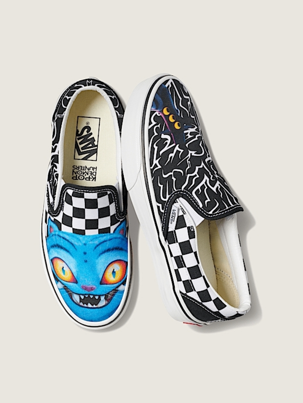 Vans X Kpop Demon Hunters Black Derpy & Sussie Classic Slip Ons Big Kid 5.5 NIB